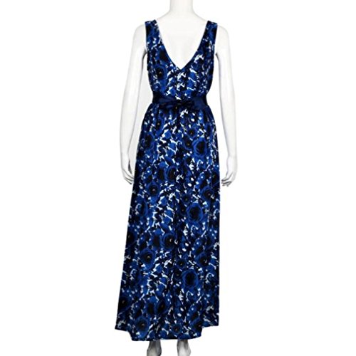 Overdose 2018 Vestidos MáS Populares Sexy Mujeres Floral Largo Formal Vestido De Fiesta del Partido Espalda Abierta Sexy Muse Vestido De Bola De Noche Vestido De Novia (XL, Azul)