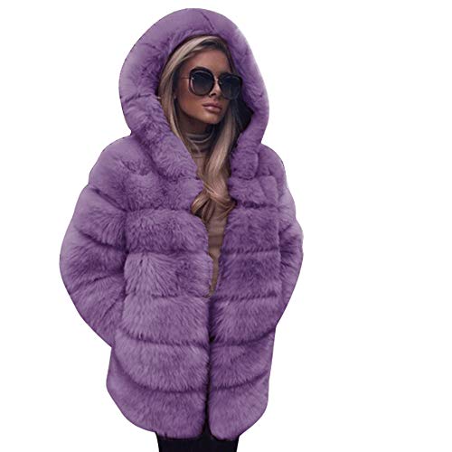 Overdose Abrigo De Las Mujeres De LiquidacióN De Moda De Lujo De Piel SintéTica Abrigo Casual con Capucha De Invierno Cardigan Grueso Parka CáLido Zanja