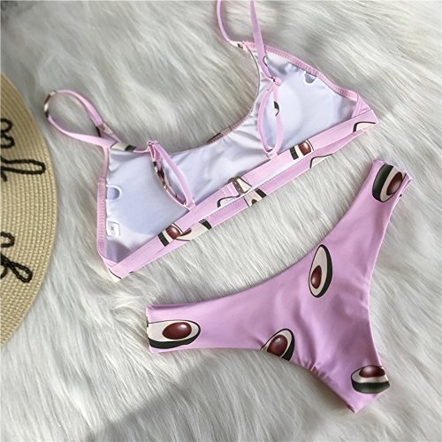 Overdose Bikinis Mujer Empuja hacia Arriba Frutas de Aguacate Informales Sujetador Acolchado Estampado Bikini de Playa Conjunto de Trajes de baño pequeños y Frescos Traje de baño