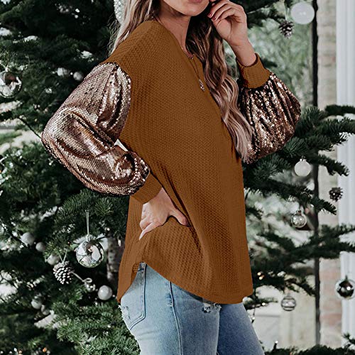 Overdose Blusa para Mujer OtoñO Primavera Nueva Mejor Venta De Moda Casual De Manga Larga Color Block Stripe Button Camisetas Tops