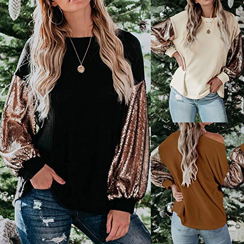 Overdose Blusa para Mujer OtoñO Primavera Nueva Mejor Venta De Moda Casual De Manga Larga Color Block Stripe Button Camisetas Tops (Large, Estilo3)