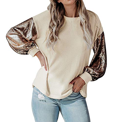 Overdose Blusa para Mujer OtoñO Primavera Nueva Mejor Venta De Moda Casual De Manga Larga Color Block Stripe Button Camisetas Tops (Large, Estilo3)