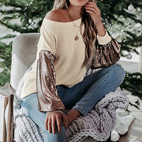 Overdose Blusa para Mujer OtoñO Primavera Nueva Mejor Venta De Moda Casual De Manga Larga Color Block Stripe Button Camisetas Tops (Large, Estilo3)