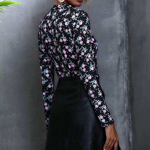 Overdose Blusa para Mujer OtoñO Primavera Nueva Mejor Venta De Moda Casual De Manga Larga Color Block Stripe Button Camisetas Tops (Small, Estilo10)