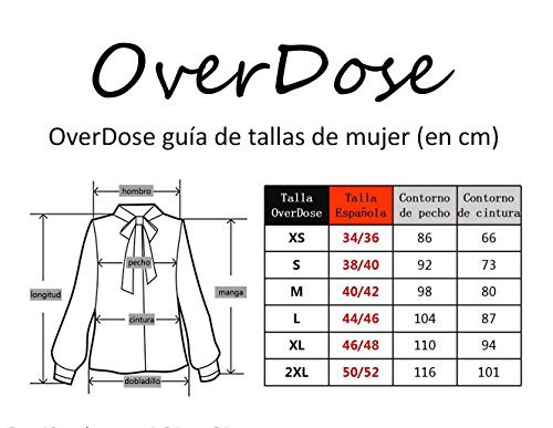 OverDose Blusas para Mujer O-Cuello sólido de la Gasa de la Manera XS-XXL