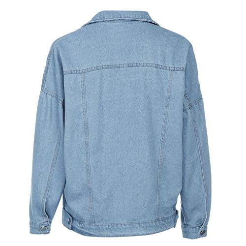 Overdose Chaqueta De Mezclilla De Las Mujeres del OtoñO del Invierno De La Vendimia Pantalones Vaqueros Flojos De Manga Larga Denim BotóN De Moda Solapas Abrigo Outwear Tops (Medium, Azul)
