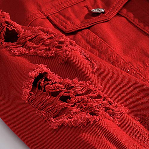 Overdose Chaqueta Jeans Hombre Chaqueta Blanca Abrigo De Chaqueta De Mezclilla Sólida con Cuello Vuelto De Manga Larga Casual para Hombre Otoño Invierno Chaqueta Rock Universitaria