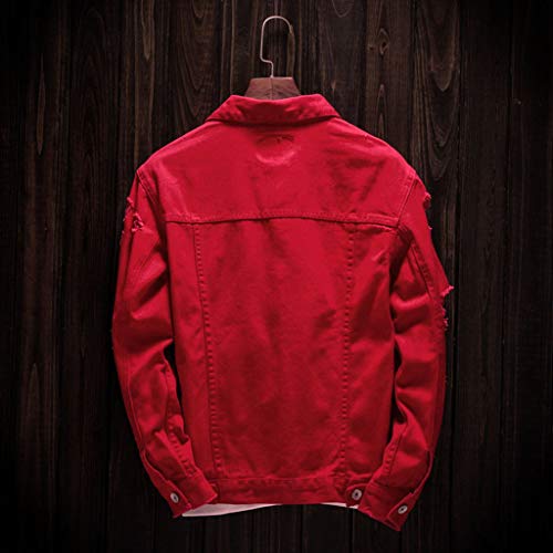 Overdose Chaqueta Jeans Hombre Chaqueta Blanca Abrigo De Chaqueta De Mezclilla Sólida con Cuello Vuelto De Manga Larga Casual para Hombre Otoño Invierno Chaqueta Rock Universitaria