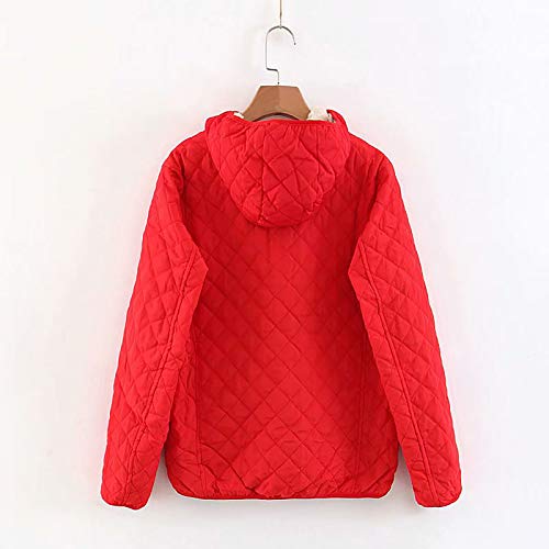 OverDose Las Mujeres MáS De Terciopelo Engrosada Con Capucha Linda Dama SuéTer Leopard Cremallera Capa Con Capucha Sudadera (x-large, Rojo)