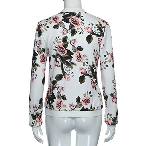 Overdose Las SeñOras De Las Mujeres De ImpresióN De Manga Larga Tops Blanco Cremallera Mejor Regalo De La Chaqueta Caliente Outwear Negro Tops Sueltas Top (S, C-Blanco)