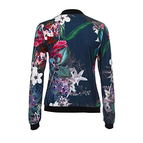 Overdose Las SeñOras De Las Mujeres De ImpresióN De Manga Larga Tops Blanco Cremallera Mejor Regalo De La Chaqueta Caliente Outwear Negro Tops Sueltas Top (M, C-Azul Oscuro)