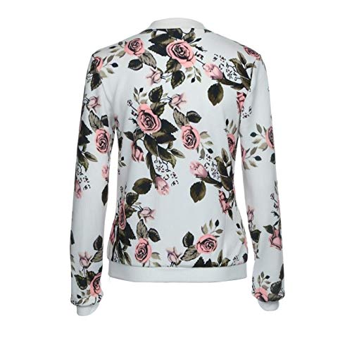 Overdose Las SeñOras De Las Mujeres De ImpresióN De Manga Larga Tops Blanco Cremallera Mejor Regalo De La Chaqueta Caliente Outwear Negro Tops Sueltas Top (XL, C-Blanco)