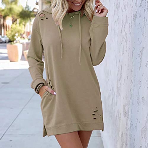 OverDose mujer De La Manera Nueva Sudadera con Capucha De Manga Larga Suelta Ocasional Larga Sudadera OtoñO Jumper Pullover Vestido