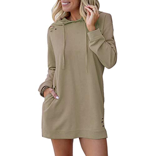 OverDose mujer De La Manera Nueva Sudadera con Capucha De Manga Larga Suelta Ocasional Larga Sudadera OtoñO Jumper Pullover Vestido