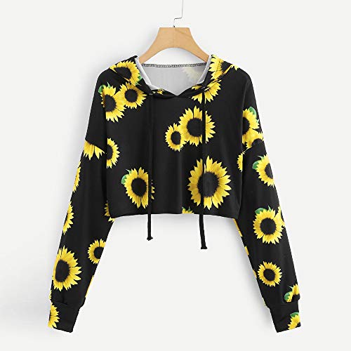 OverDose mujer De Manga Larga De ImpresióN Girasol Sudadera Blusa Tops Vacaciones Deportes Moda OtoñO Invierno Nuevo con Capucha