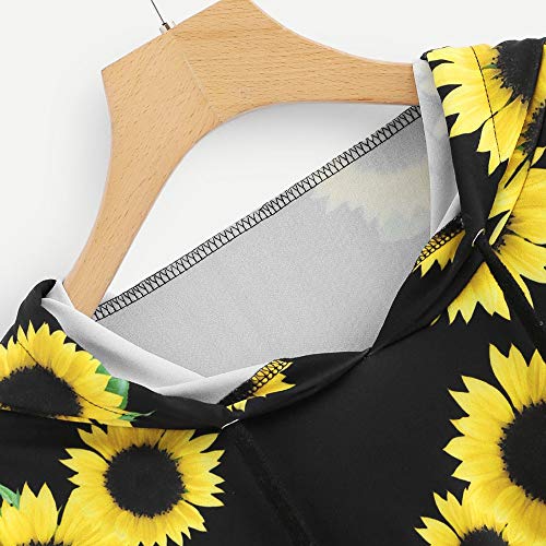 OverDose mujer De Manga Larga De ImpresióN Girasol Sudadera Blusa Tops Vacaciones Deportes Moda OtoñO Invierno Nuevo con Capucha