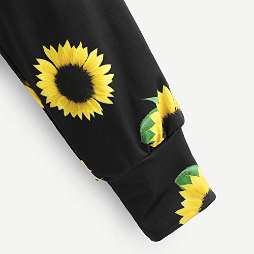 OverDose mujer De Manga Larga De ImpresióN Girasol Sudadera Blusa Tops Vacaciones Deportes Moda OtoñO Invierno Nuevo con Capucha