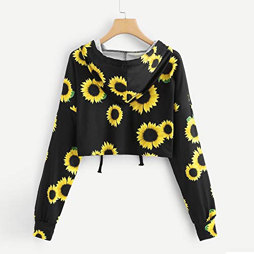 OverDose mujer De Manga Larga De ImpresióN Girasol Sudadera Blusa Tops Vacaciones Deportes Moda OtoñO Invierno Nuevo con Capucha