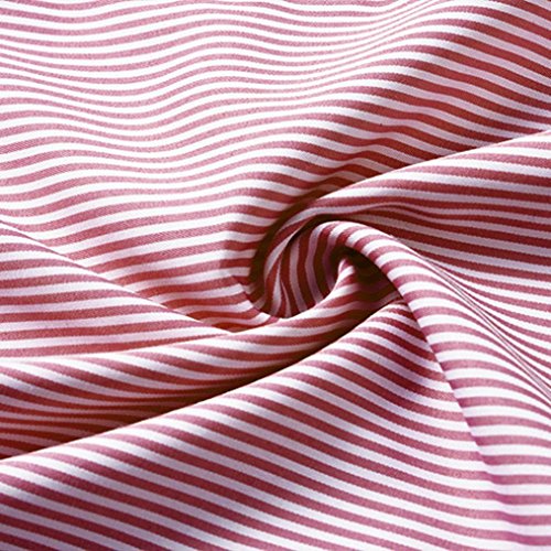 OverDose mujer De Verano A Rayas del Hombro Volante Vestido con Correa De Vacaciones De Playa Sombrero Sexy Mar Mini Corto Vestido Plus (M, Rojo)