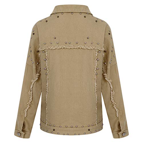 OverDose mujer Populares 2018 OtoñO Impreso Corto Chaqueta con Jeans Modelo De Moda De Manga Larga Outwear (XL, Amarillo)