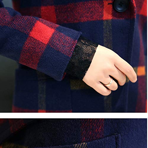 Overdose Prendas De Vestir Exteriores Mujer Invierno De Manga Larga con Capucha BotóN De La Tela Escocesa De Gran TamañO Chaqueta Casual OtoñO Tops Largo Abrigo De Lana Artificial con Bolsillo