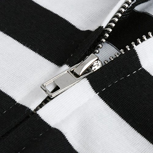 Overdose Rayas Falda De Bolso Vestido De Fiesta Retro De La Playa del Partido De La Playa De Las Mujeres Ocasionales De La Playa Color Puro Cuello En V (L, Azul)