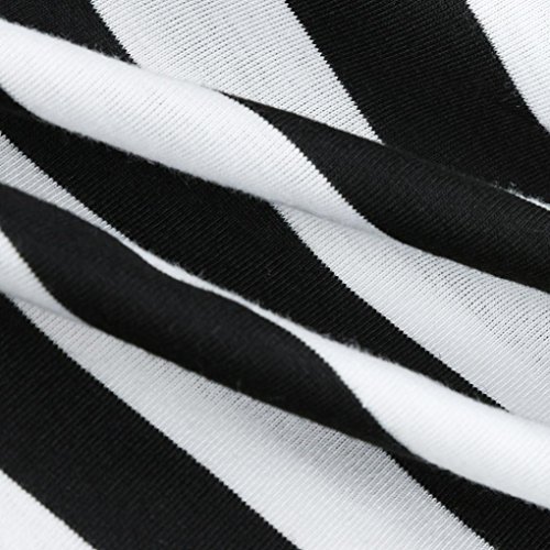 Overdose Rayas Falda De Bolso Vestido De Fiesta Retro De La Playa del Partido De La Playa De Las Mujeres Ocasionales De La Playa Color Puro Cuello En V (L, Azul)