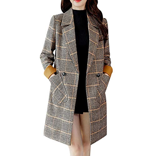 Overdose Ropa De Abrigo Chaqueta Blazer Chaqueta De Las Mujeres Ocio Moda A Cuadros Vintage Invierno Tops CáLido BotóN De Manga Larga Turn-Down Collar De Lana Suelta Abrigo