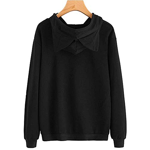 Overdose Sudadera con Capucha De Manga Larga SóLido del OíDo del Gato De Las Mujeres Nuevo Abrigo De Invierno Sudadera con Capucha Tops Ocasional Blusa