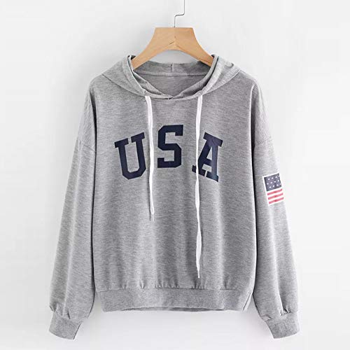 Overdose Sudadera con Capucha para Mujeres con Estampado De Letras Bandera Sudadera con Capucha con CordóN Estampado Sudadera con Mangas Largas Blusas Blancas Blusa Negra
