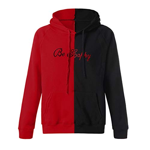 Overdose Sudadera Hombres Patchwork Slim Fit Hoodie OtoñO Moda Outwear Nueva Blusa Adolescente Top 2018 Sudadera (Large, Rojo)