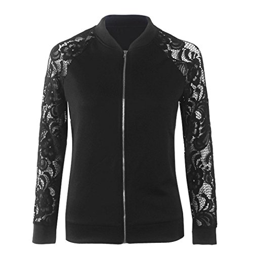 Overdose Traje De Chaqueta De Encaje De Manga Larga para Mujer Chaqueta De Abrigo Casual Top Top De Blusa De Outwear (XL, Negro)