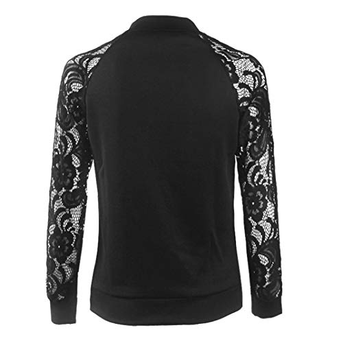 Overdose Traje De Chaqueta De Encaje De Manga Larga para Mujer Chaqueta De Abrigo Casual Top Top De Blusa De Outwear (XL, Negro)