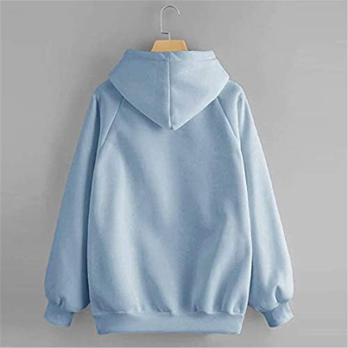 OVIWENEII Sudaderas Mujer con Capucha y Bolsillos Camiseta Tops de Manga Larga Pullover Suelta Otoño Invierno (Azul, Medium)
