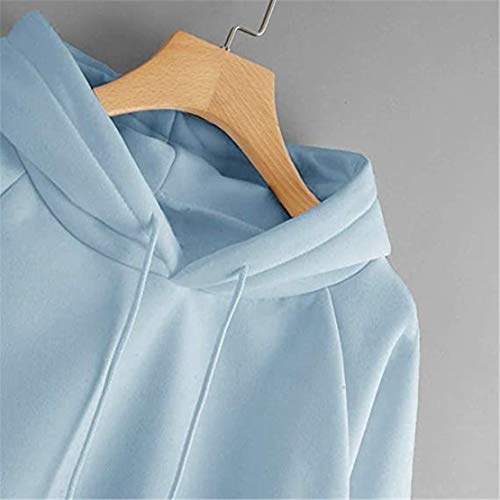 OVIWENEII Sudaderas Mujer con Capucha y Bolsillos Camiseta Tops de Manga Larga Pullover Suelta Otoño Invierno (Azul, Medium)