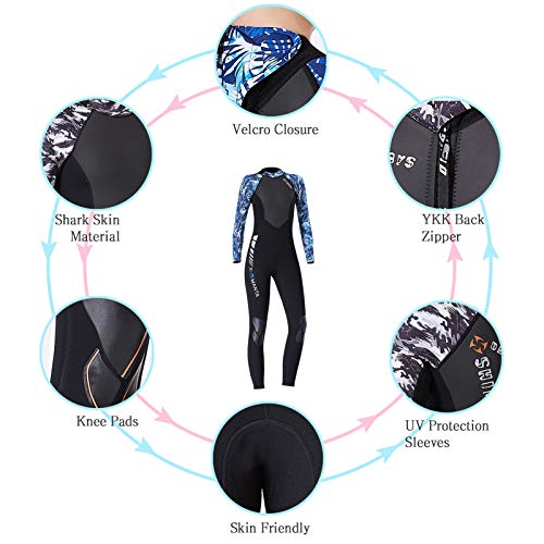 Owntop Traje de Neopreno para Hombres, Mujeres, Jóvenes - Traje de Buceo Completo de 3mm, Traje de Baño Térmico de Manga Larga UV 50+ para Esnórquel, Buceo M