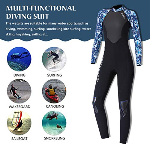 Owntop Traje de Neopreno para Hombres, Mujeres, Jóvenes - Traje de Buceo Completo de 3mm, Traje de Baño Térmico de Manga Larga UV 50+ para Esnórquel, Buceo M
