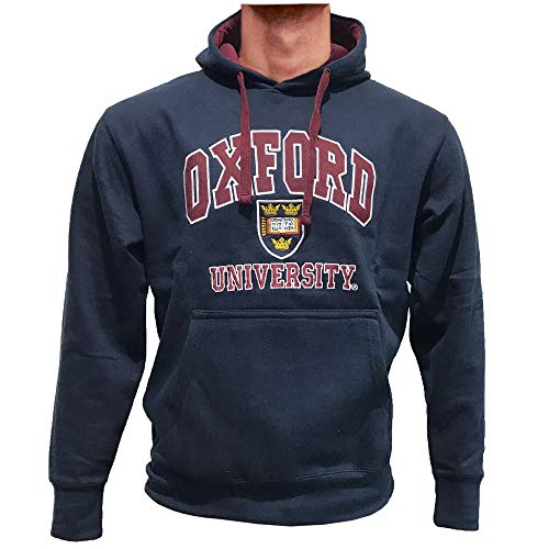 Oxford University Unisex Sudaderas con Capucha Oficial con Licencia Producto Regalo de Recuerdo Bordado Men Women Hombres Mujer Hoodie Sweatshirt (M, Azul Marino)