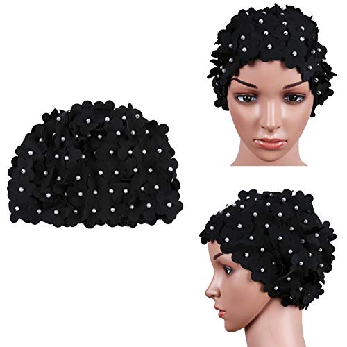 OYSJ Gorro de Baño Flora, Gorro de Natación, Vintage, Gorros de Baño para Mujer, Gorras de Baño con Estampado de Flores,Pétalos Sombrero Elegante para Mujer,Moda