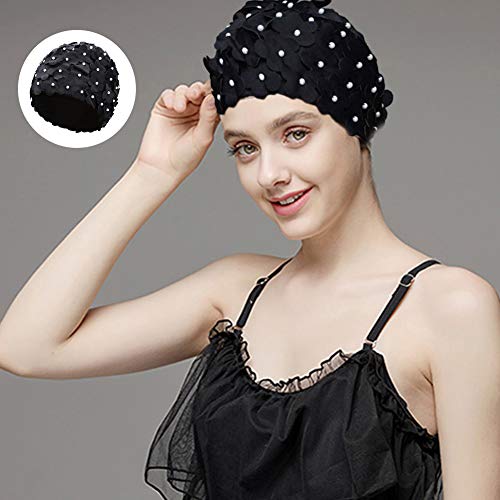 OYSJ Gorro de Baño Flora, Gorro de Natación, Vintage, Gorros de Baño para Mujer, Gorras de Baño con Estampado de Flores,Pétalos Sombrero Elegante para Mujer,Moda