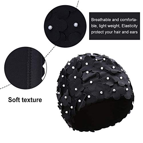 OYSJ Gorro de Baño Flora, Gorro de Natación, Vintage, Gorros de Baño para Mujer, Gorras de Baño con Estampado de Flores,Pétalos Sombrero Elegante para Mujer,Moda