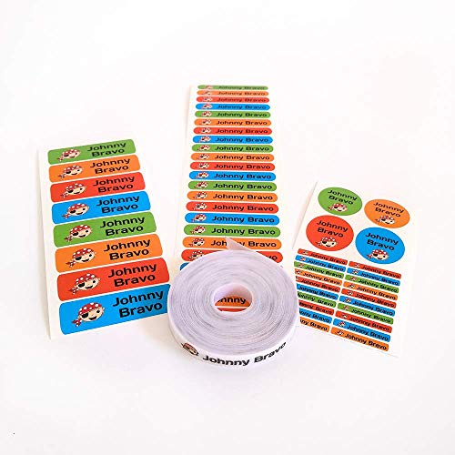 Pack 155 etiquetas personalizadas para marcar ropa y objetos. 100 Etiquetas de tela termoadhesiva + 55 etiquetas adhesivas de vinilo. (Color 1)