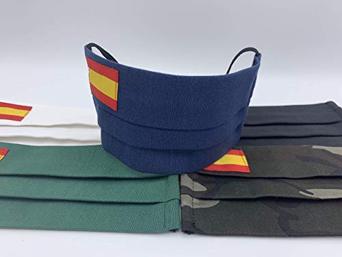 Pack 2 unidades de algodon Verde Azul Camuflaje (militar) Negra Roja Rosa Blanca con bandera de España