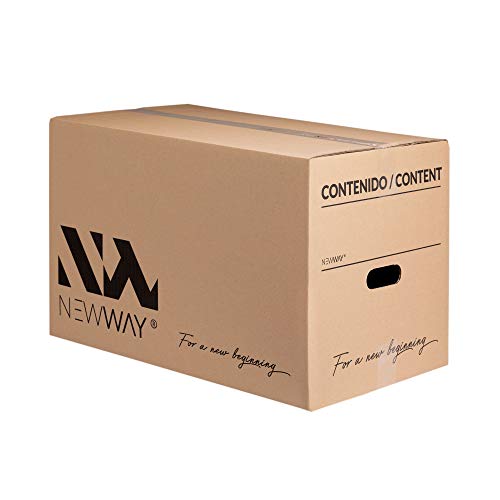 Pack 20 cajas de cartón para mudanza y almacenaje grandes 550x350x350mm con asas fabricadas en España con cartón ecológico altamente resistente una capa CALIDAD BASIC