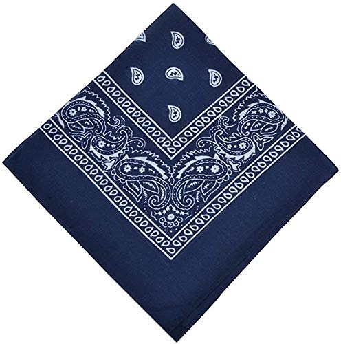 Pack 3 Pañuelos Bandanas de Paisley de Algodón para Cuello Pulsera Cabeza Unisex (azul+blanco+negro, talla única)