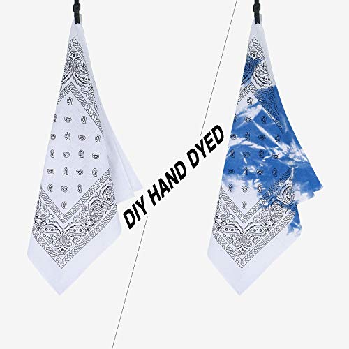 Pack 3 Pañuelos Bandanas de Paisley de Algodón para Cuello Pulsera Cabeza Unisex (azul+blanco+negro, talla única)