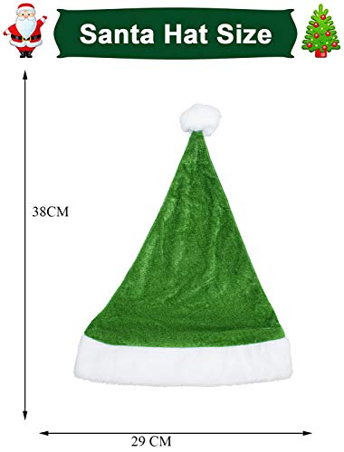 Pack 6 Gorro Papá Noel de Navidad de Santa Claus de Terciopelo de Felpe Suave Sombreros Navideño de Invierno para Fiesta Festiva de Año Nuevo para Adultos y Niños Unisex (FYQ-359 VERDE)
