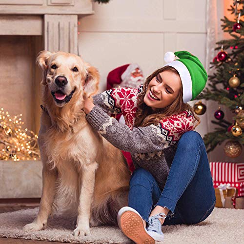 Pack 6 Gorro Papá Noel de Navidad de Santa Claus de Terciopelo de Felpe Suave Sombreros Navideño de Invierno para Fiesta Festiva de Año Nuevo para Adultos y Niños Unisex (FYQ-359 VERDE)