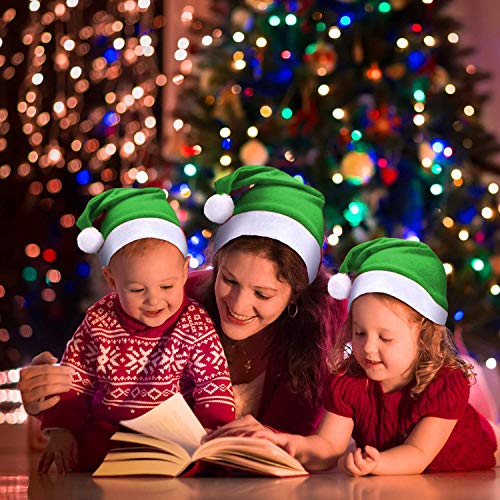Pack 6 Gorro Papá Noel de Navidad de Santa Claus de Terciopelo de Felpe Suave Sombreros Navideño de Invierno para Fiesta Festiva de Año Nuevo para Adultos y Niños Unisex (FYQ-359 VERDE)