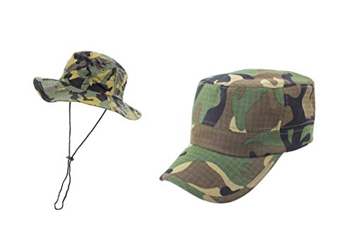 Pack Sombrero+Gorra Camuflaje Militar para Caza, Pesca, Airsoft Tiempo Libre